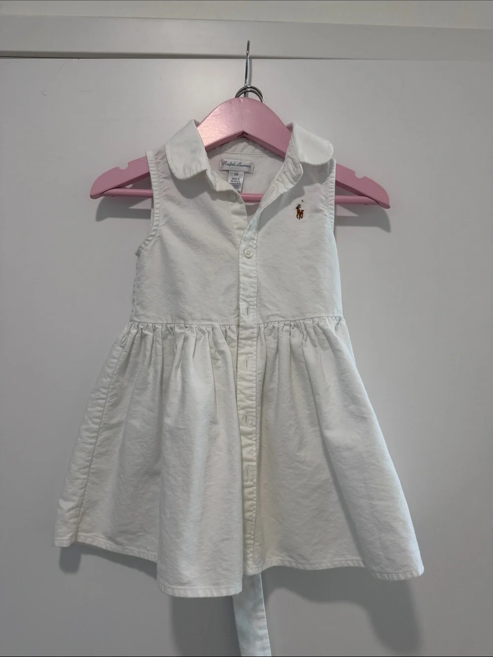 Ralph Lauren White Sleeveless Polo Dress with Embroidered Pony